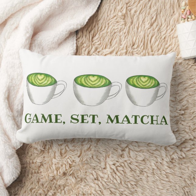 Match Matcha Grönt Tea Latte Foodie Lumbarkudde (Filt)