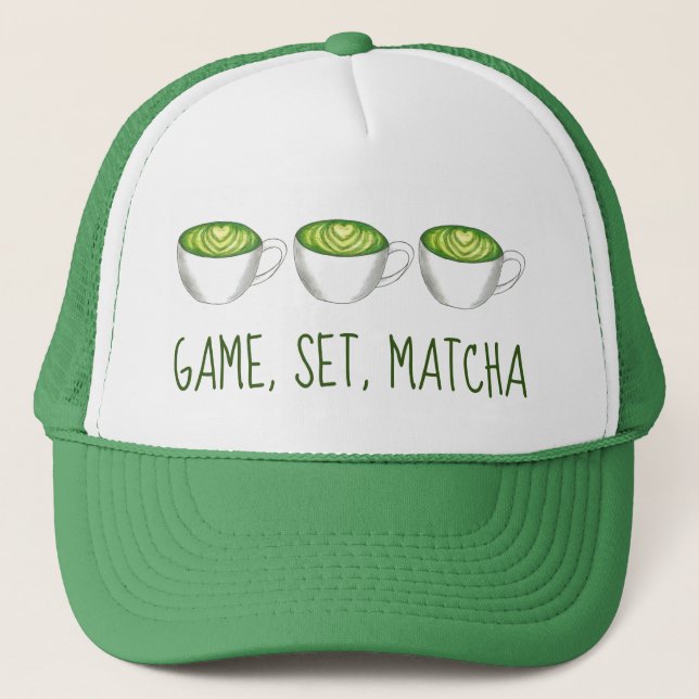 Match Matcha Grönt Tea Latte Foodie Truckerkeps (Framsida)
