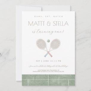 Match tennis Twin First Birthday inbjudan