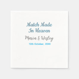 Match tillverkad i himmelblå svart par namn pappersservett