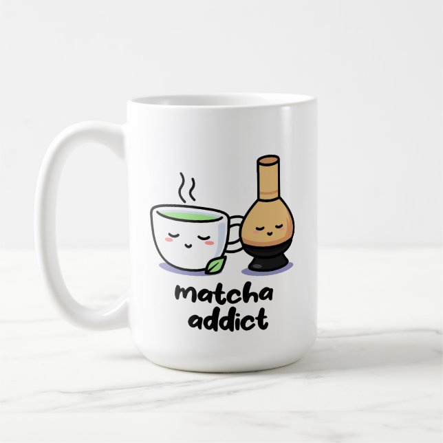 Matcha Addict Japansk Grönt Tea Tecknad Tekopp Kaffemugg (Vänster)