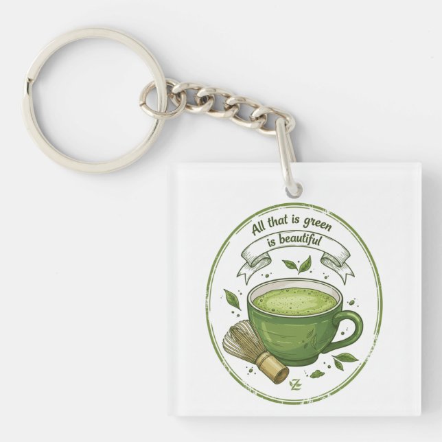 Matcha Älskare Akryl Nyckelring (Framsidan)