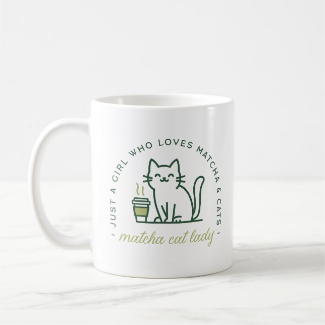 Matcha and cat lover funny just a girl kawaii kaffemugg (Vänster)
