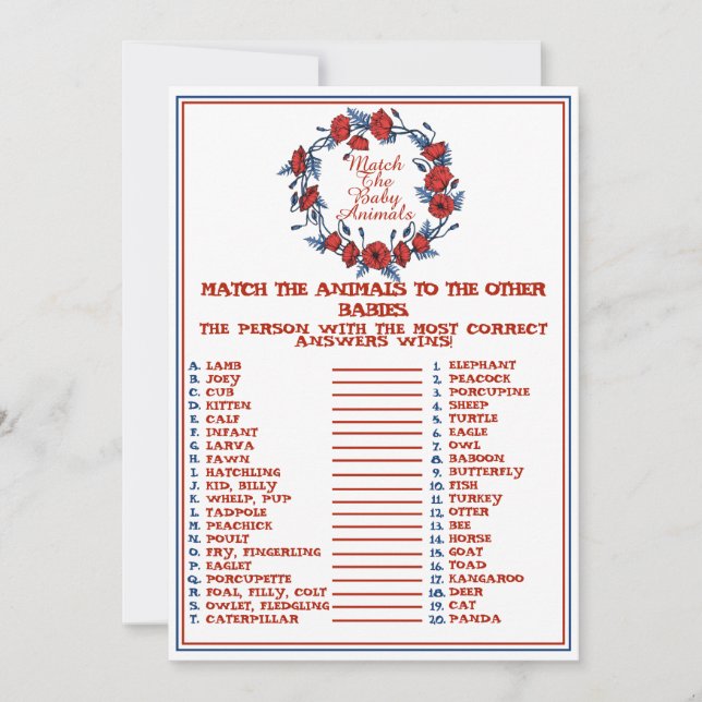 Matcha Baby djur-diskettensknappen för Blommigt fö Inbjudningar (Framsida)