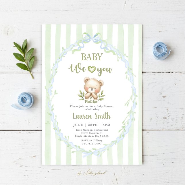 Matcha Baby Shower Inbjudningar (Skapare uppladdad)