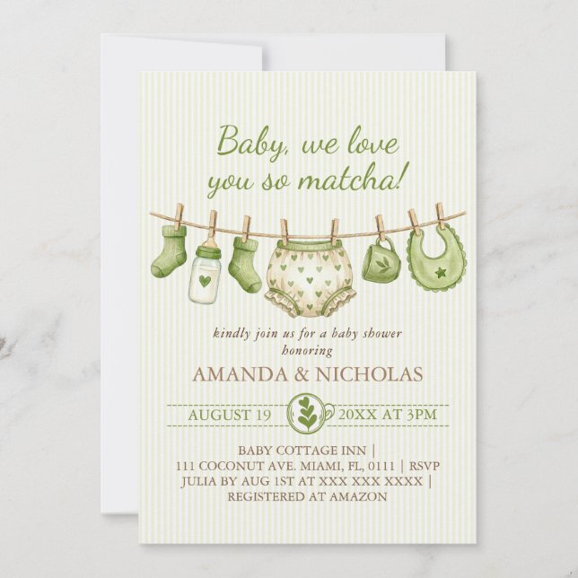 Matcha Baby Shower Invitation Inbjudningar (Framsida)