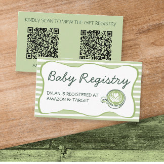 Matcha Baby Shower Presentgåvor Qr Kod Tilläggskort