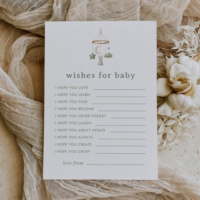 Matcha Baby Shower Sage Gröna Önskningar För Bebis Rådkort (Skapare uppladdad)