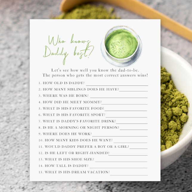 Matcha baby shower - Spelet Vem känner pappa bäst (Skapare uppladdad)
