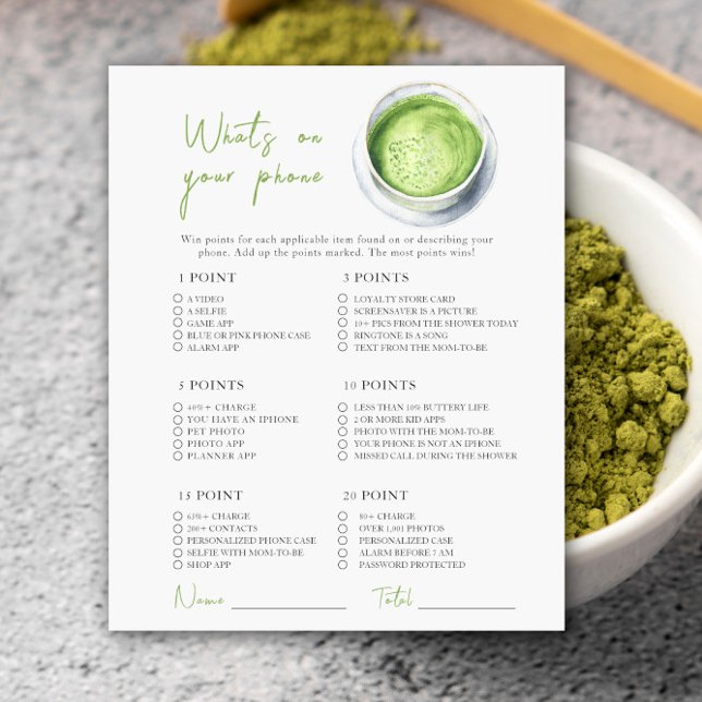 Matcha baby shower - Vad har du på din telefon-spe (Skapare uppladdad)