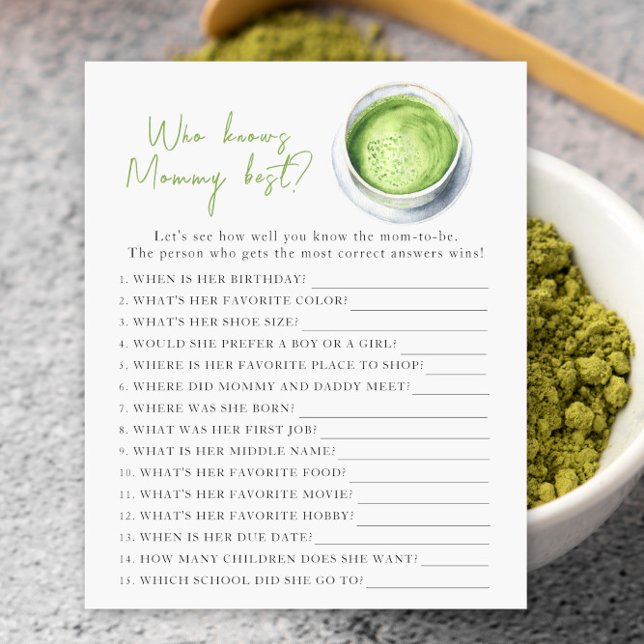 Matcha baby shower - Vem känner mamman bäst (Skapare uppladdad)