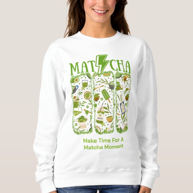 MATCHA Blixt Bolt-penseldrag T Shirt (Framsida)