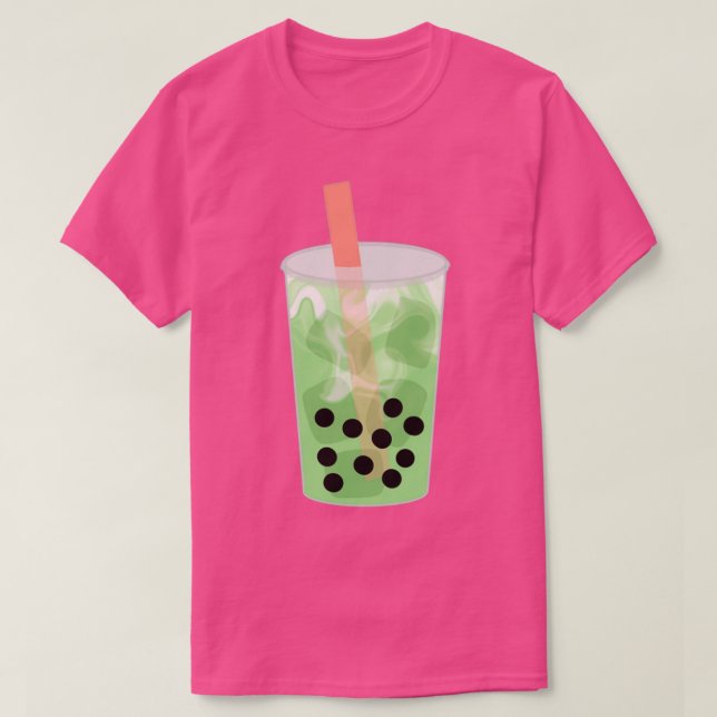 Matcha Boba mjölk-te med stora strån T Shirt (Design framsida)