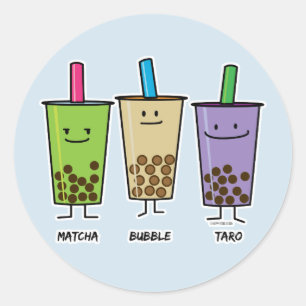 Matcha boba tea grönt drink mjölk Taro tapioca J Runt Klistermärke