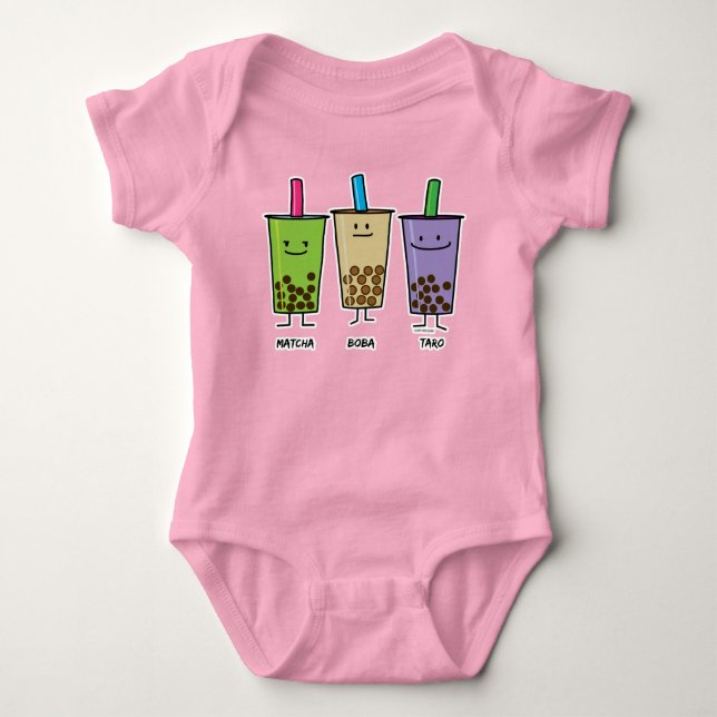 Matcha boba tea grönt drink mjölk Taro tapioca T Shirt (Framsida)