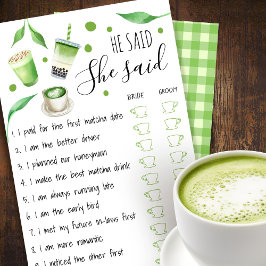 Matcha Bridal Shower Game Card Flygblad