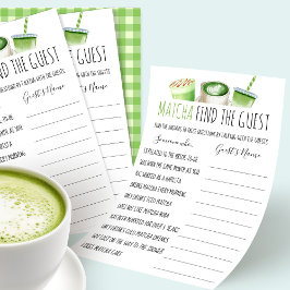 Matcha Bridal Shower Game Find The Guest Card Flygblad