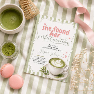 Matcha Bröllopsdusch Inbjudan Grönt Te