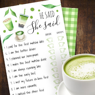 Matcha Bröllopsdusch Spelkort Flygblad