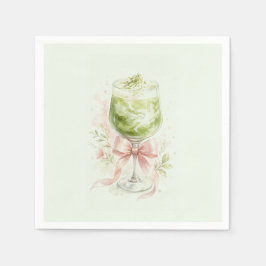 Matcha Bröllopsdusch Vattenfärg Rosa Slinga Pappersservett