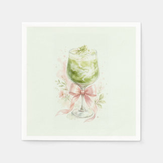Matcha Bröllopsdusch Vattenfärg Rosa Slinga Pappersservett