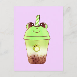 Matcha Bubble Tea Mjölk Tea Frog Vykort
