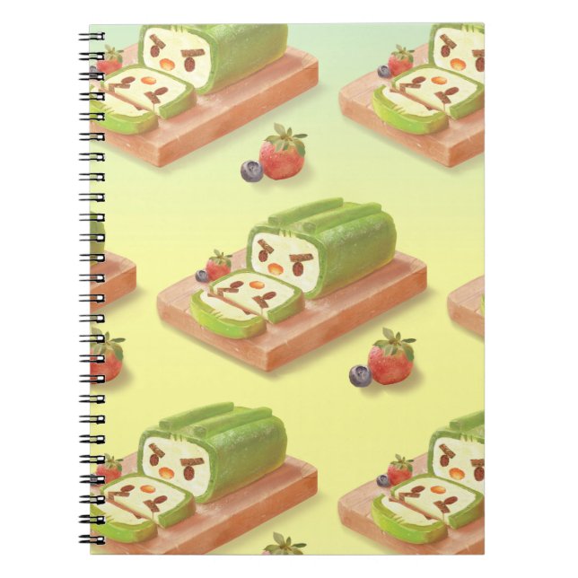 Matcha Cake Roll Illustration Anteckningsbok (Framsidan)