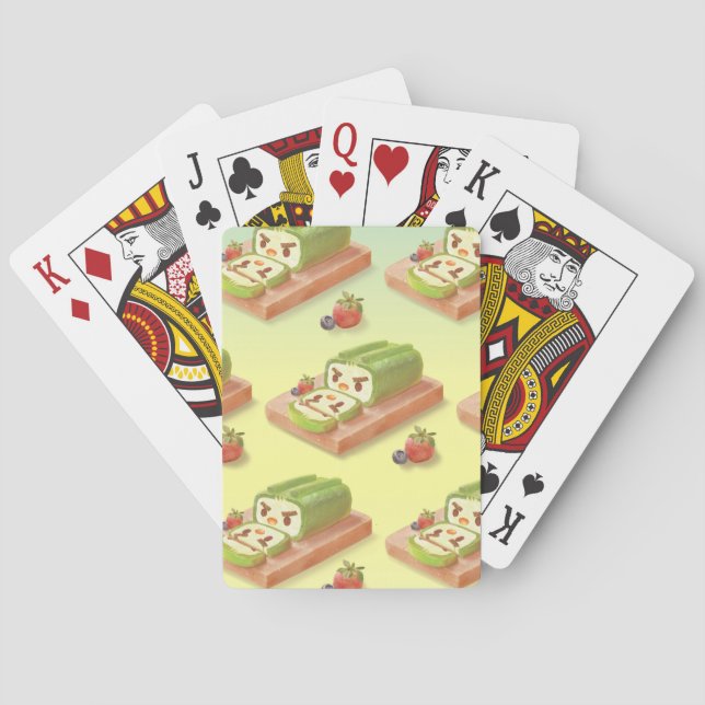 Matcha Cake Roll Illustration Casinokort (Baksidan)