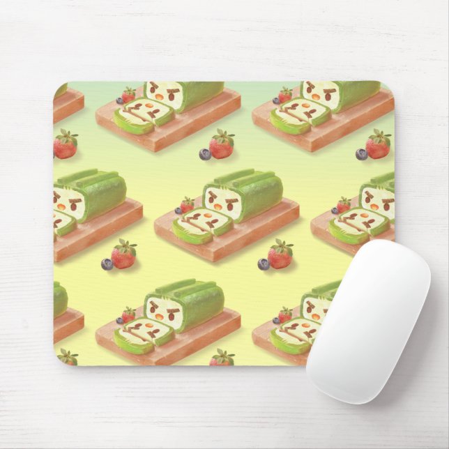Matcha Cake Roll Illustration Musmatta (Med mus)