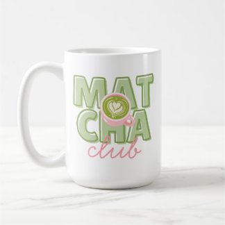 Matcha Club Grön och Rosa Estetisk Söt Bakre Tryck Kaffemugg