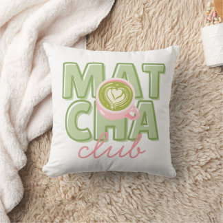 Matcha Club Grön och Rosa Estetisk Söt Bakre Tryck Kudde