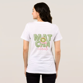 Matcha Club Grön och Rosa Estetisk Söt Bakre Tryck T Shirt