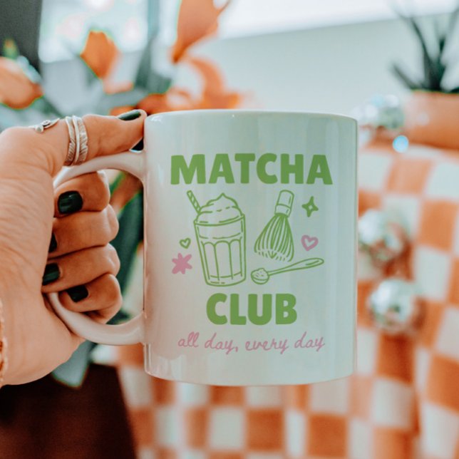 Matcha Club Grön och Rosa Klotter Sommar Kaffemugg (Skapare uppladdad)