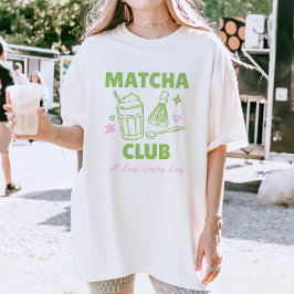 Matcha Club Grön och Rosa Klotter Sommar T Shirt