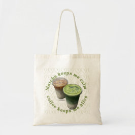 "Matcha & Coffee" Estetisk Groovy Hjärtat-totebag Tygkasse