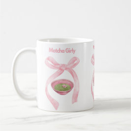 Matcha, Coquette Bow, Rosa Bow, Matcha Girly, Mat Kaffemugg