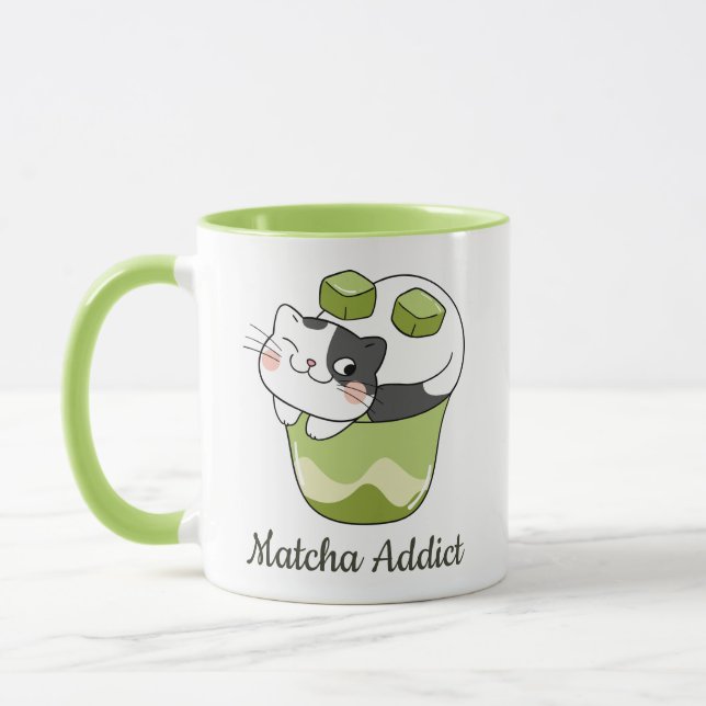 Matcha Cute Cat, Matcha Mugg (Vänster)
