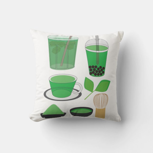 Matcha Drinks Set Kudde (Framsida)