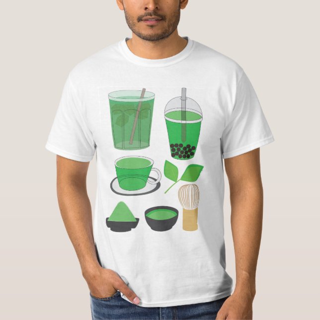 Matcha Drinks Set T Shirt (Framsida)