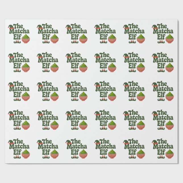 Matcha Elf Funny jul Matcha Drink Älskare Presentpapper (Platt)