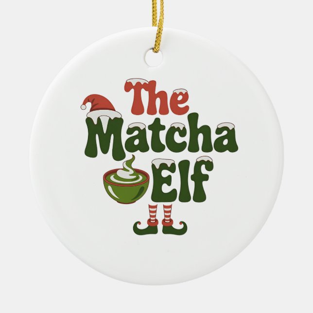 Matcha Elf Magic Jul Drink Julgransprydnad Keramik (Framsidan)