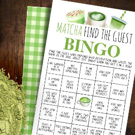 Matcha Find the Guest Bingo Game Card Flygblad