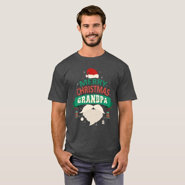 Matcha för familj för morfarSanta god jul Tee Shirt (Hel framsida)