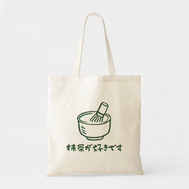 Matcha ga sukidesu Japansk typografi Nyhet Tygkasse (Framsidan)