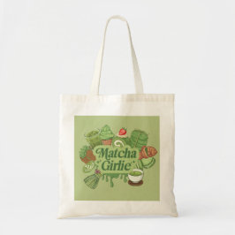 "Matcha Girlie" Estetisk Canvas Toteväska - Grön  Tygkasse