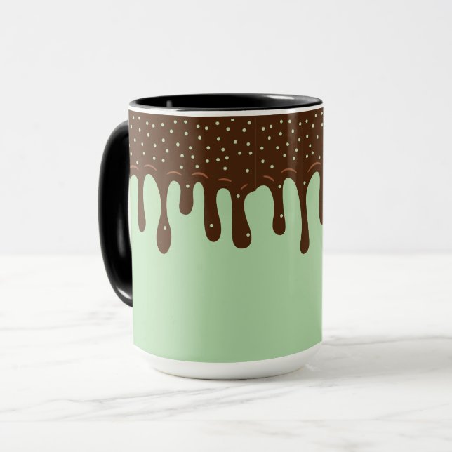 Matcha Glass med Smält Chokladtopping och Strössel Mugg (Framsida vänster)