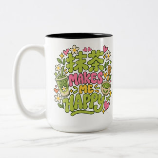 Matcha Gör Mig Glad Citat Två-Tonad Mugg