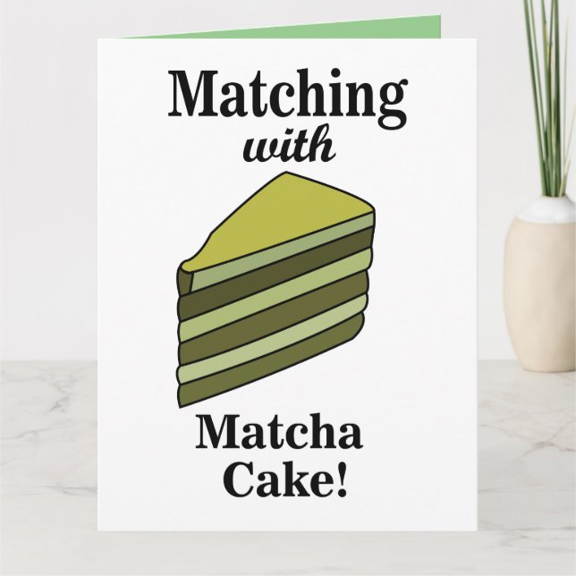 Matcha Grön Tårta Mat Rolig Kort (Framsida)