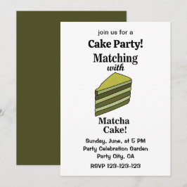 Matcha Grön Tårta Party Rolig Inbjudningar