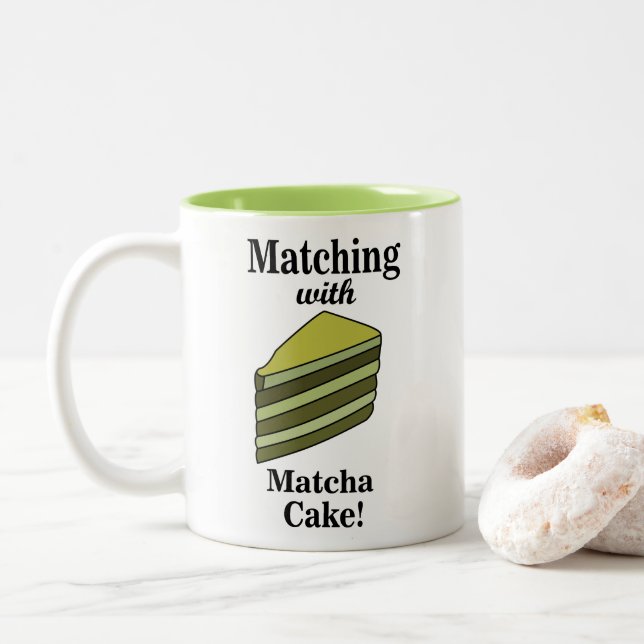 Matcha Grön Tårta Rolig Två-Tonad Mugg (Med munk)